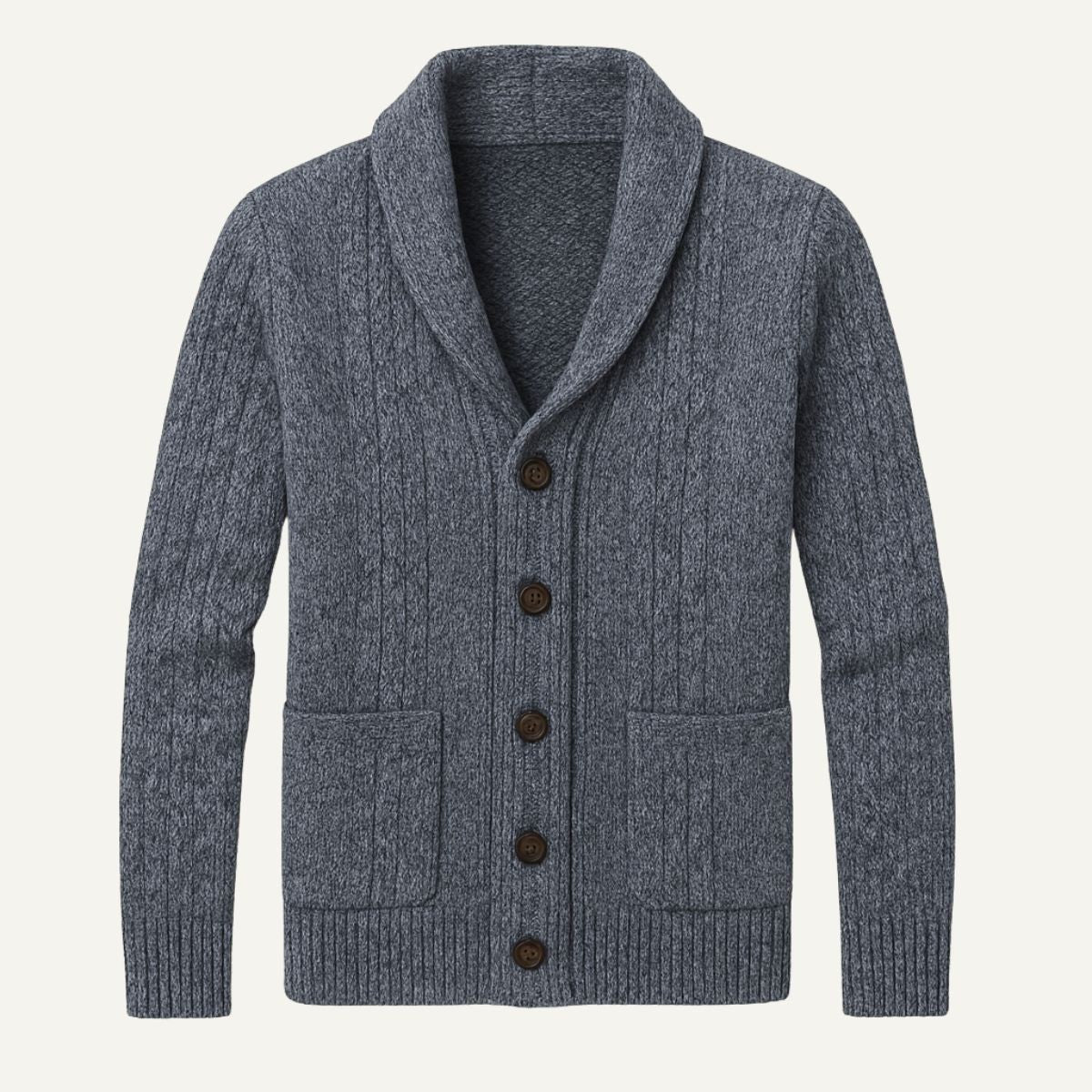 Parker | Men's Cashmere Cardigan, Relaxed Fit Knit Jumper | Animated Apparel | Grey