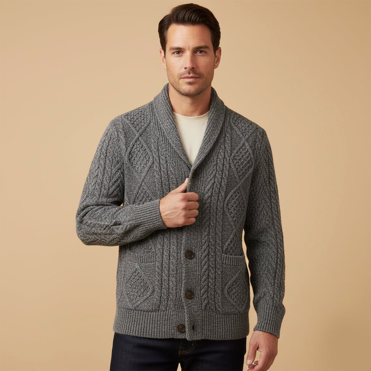 Parker | Men's Cashmere Cardigan, Relaxed Fit Knit Jumper | Animated Apparel