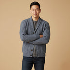 Parker | Men's Cashmere Cardigan, Relaxed Fit Knit Jumper | Animated Apparel | Beige