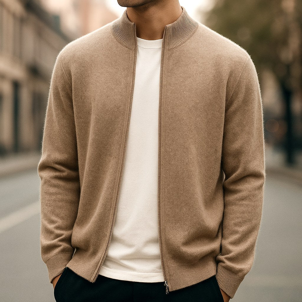 Parker | Men's Full-Zip Knit Cardigan, Comfortable Everyday Cardigan | Animated Apparel | Light Blue
