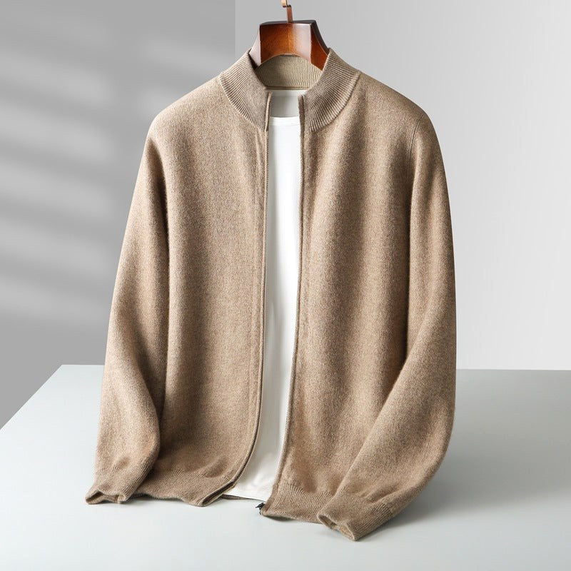 Parker | Men's Full-Zip Knit Cardigan, Comfortable Everyday Cardigan | Animated Apparel | Beige