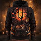 Parker | Women's Halloween Pumpkin Graphic Hoodie, Festive Autumn Hoodie | Animated Apparel | Brown