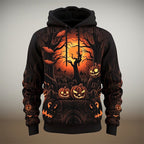 Parker | Women's Halloween Pumpkin Graphic Hoodie, Festive Autumn Hoodie | Animated Apparel | Dark Gray