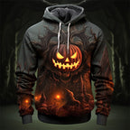 Parker | Women's Halloween Pumpkin Graphic Hoodie, Festive Autumn Hoodie | Animated Apparel | Orange
