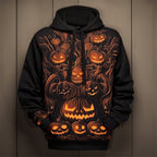 Parker | Women's Halloween Pumpkin Graphic Hoodie, Festive Autumn Hoodie | Animated Apparel | Black