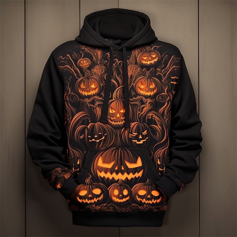 Parker | Women's Halloween Pumpkin Graphic Hoodie, Festive Autumn Hoodie | Animated Apparel | Black