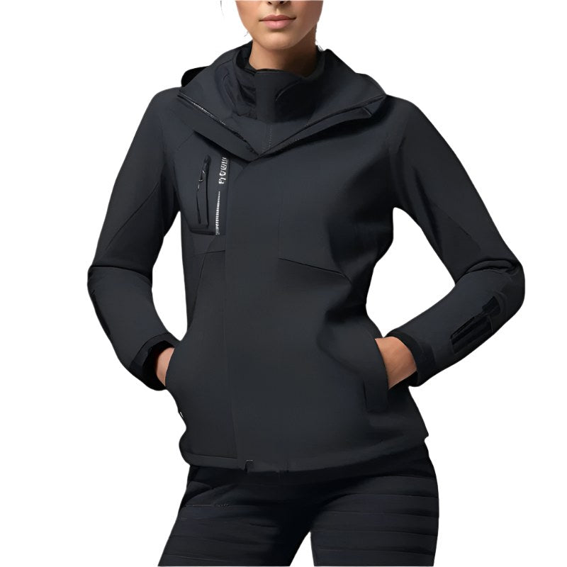 Patricia | Women's Waterproof Softshell Jacket, Wind-Resistant Performance Coat | Animated Apparel | Black