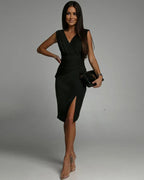 Paulina | Women's Sweetheart Neckline Midi Dress, Side-Split Occasion Dress | Animated Apparel
