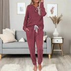 Quinn | Women's Warm Two-Piece Lounge Set, Soft Top and Trousers | Animated Apparel | Blue