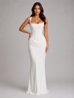 Penelope | Women's Bodycon Draped Corset Maxi Dress, Sculpted Silhouette Evening Dress | Animated Apparel