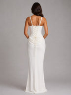 Penelope | Women's Bodycon Draped Corset Maxi Dress, Sculpted Silhouette Evening Dress | Animated Apparel