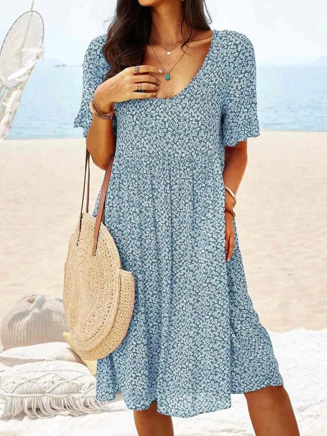 Penelope | Women's Cotton Floral Flutter Sleeve Mini Dress - image 6