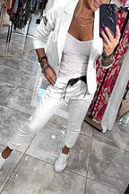 Avery | Women's Long-Sleeve Button Detail Two-Piece Set, Relaxed Fit Lounge Set | Animated Apparel
