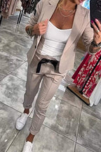 Avery | Women's Long-Sleeve Button Detail Two-Piece Set, Relaxed Fit Lounge Set | Animated Apparel