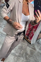 Avery | Women's Long-Sleeve Button Detail Two-Piece Set, Relaxed Fit Lounge Set | Animated Apparel