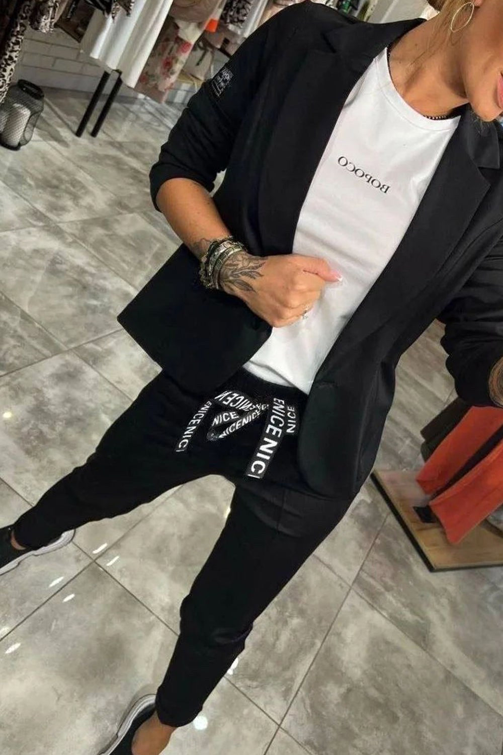 Avery | Women's Long-Sleeve Button Detail Two-Piece Set, Relaxed Fit Lounge Set | Animated Apparel