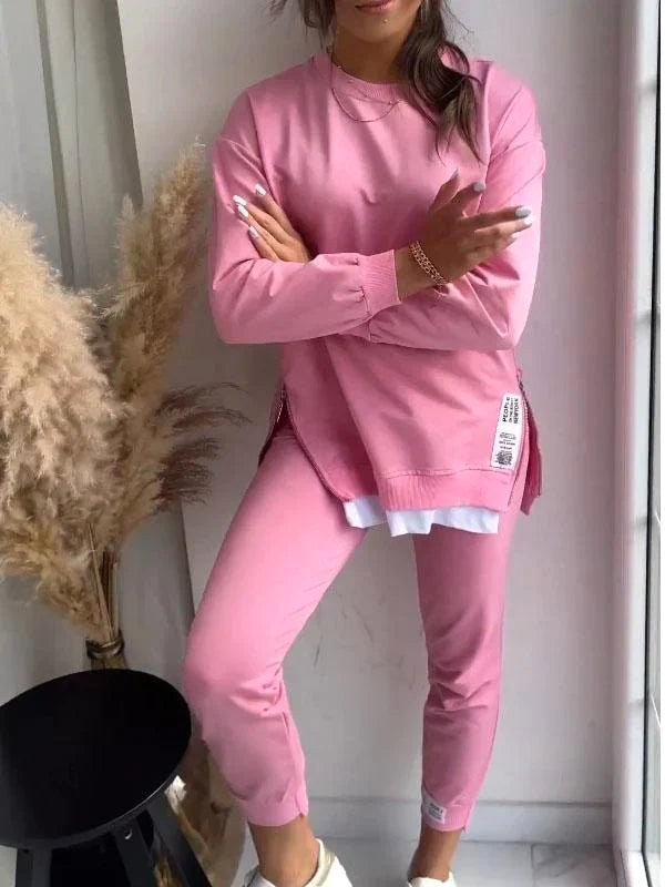 Penelope | Women's Oversized Two-Piece Lounge Set, Tapered Joggers | Animated Apparel | Khaki