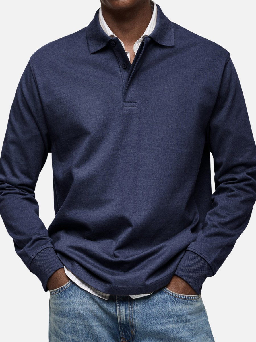 Percy | Men's Long-Sleeve Polo Shirt, Tailored Smart Polo | Animated Apparel