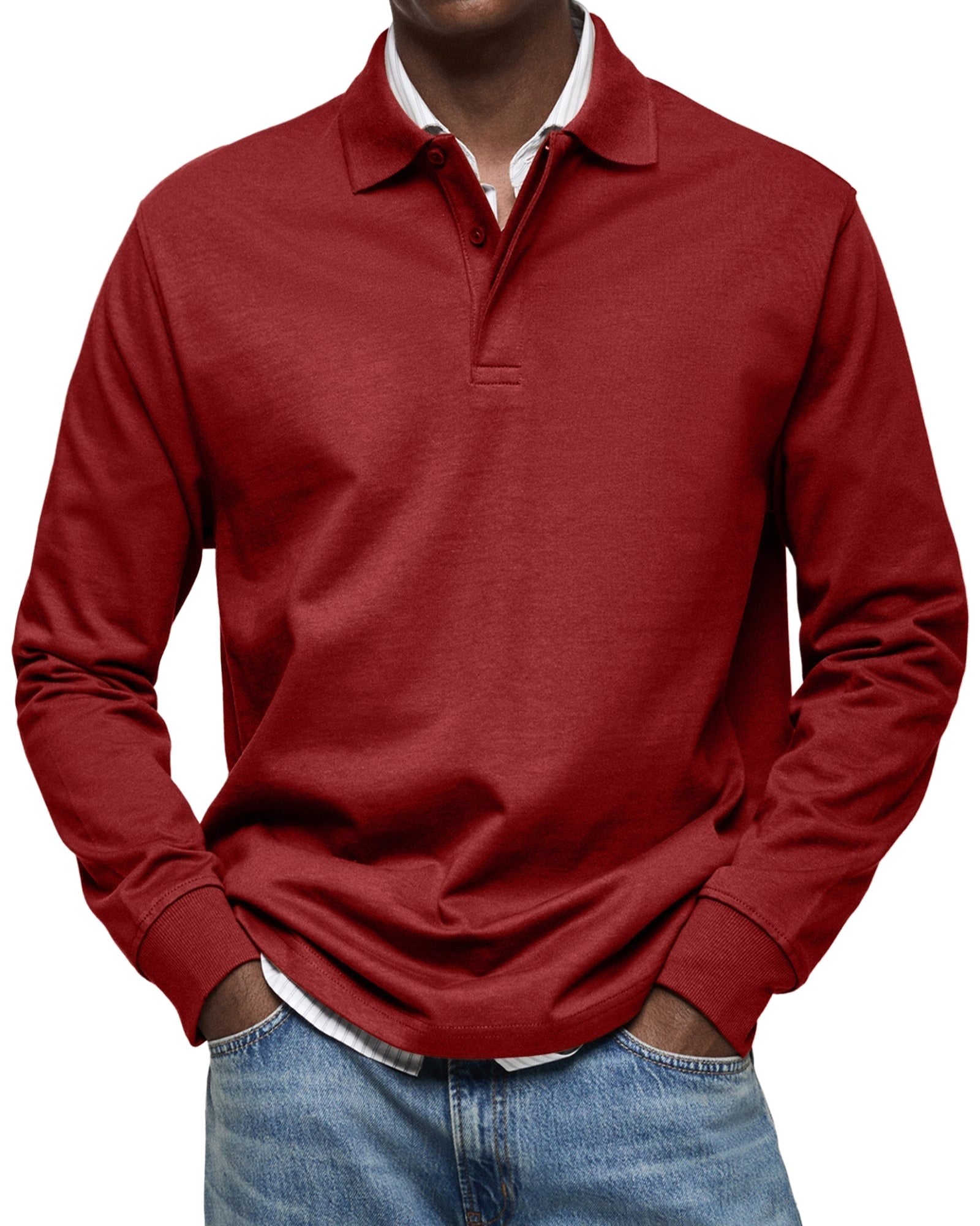 Percy | Men's Long-Sleeve Polo Shirt, Tailored Smart Polo | Animated Apparel