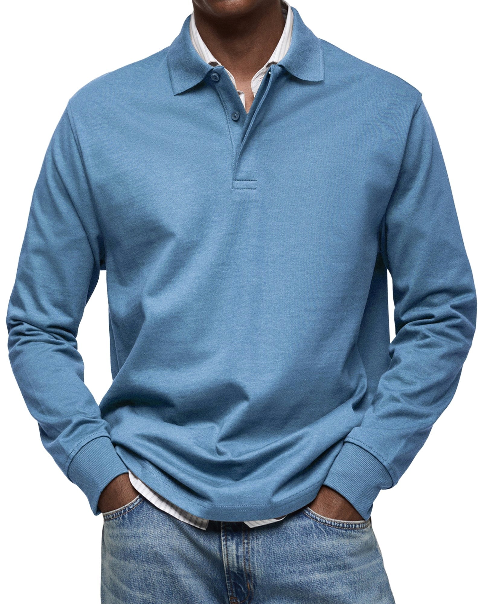 Percy | Men's Long-Sleeve Polo Shirt, Tailored Smart Polo | Animated Apparel