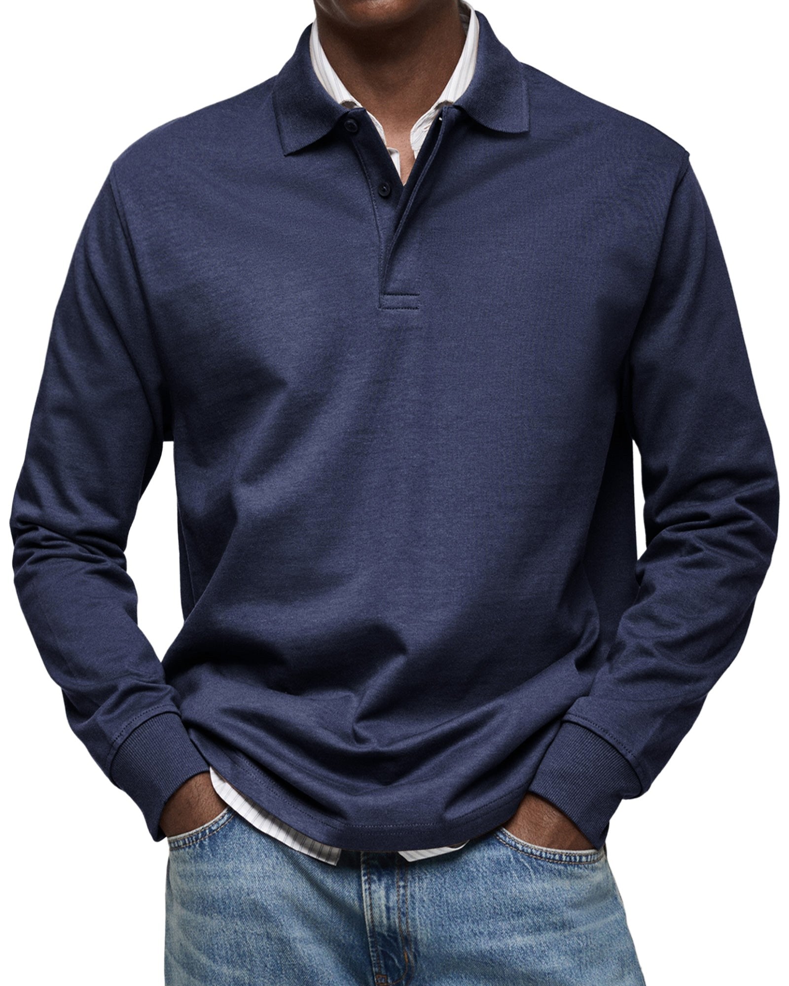 Percy | Men's Long-Sleeve Polo Shirt, Tailored Smart Polo | Animated Apparel