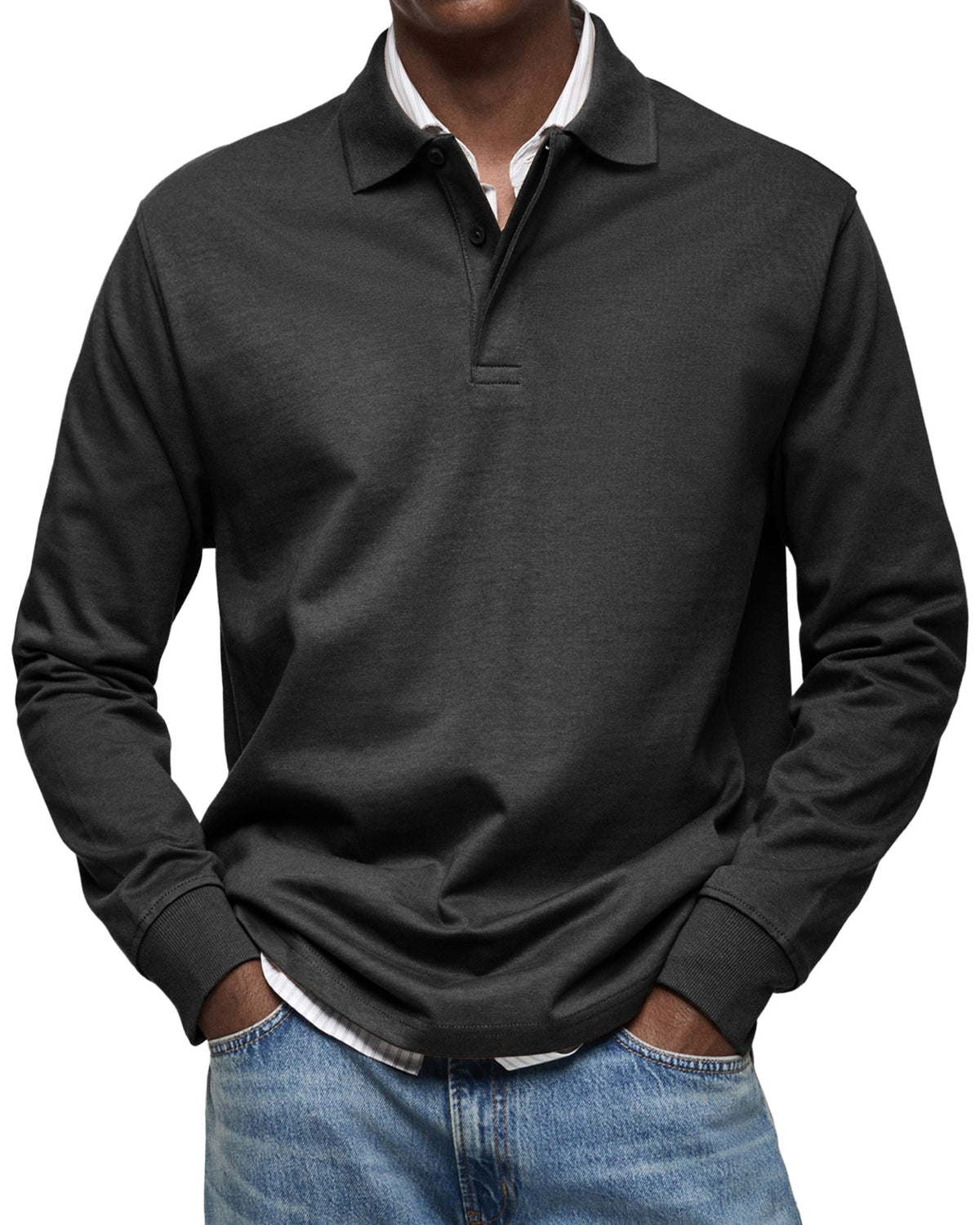 Percy | Men's Long-Sleeve Polo Shirt, Tailored Smart Polo | Animated Apparel