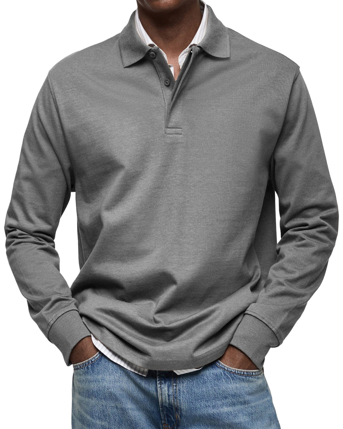 Percy | Men's Long-Sleeve Polo Shirt, Tailored Smart Polo | Animated Apparel