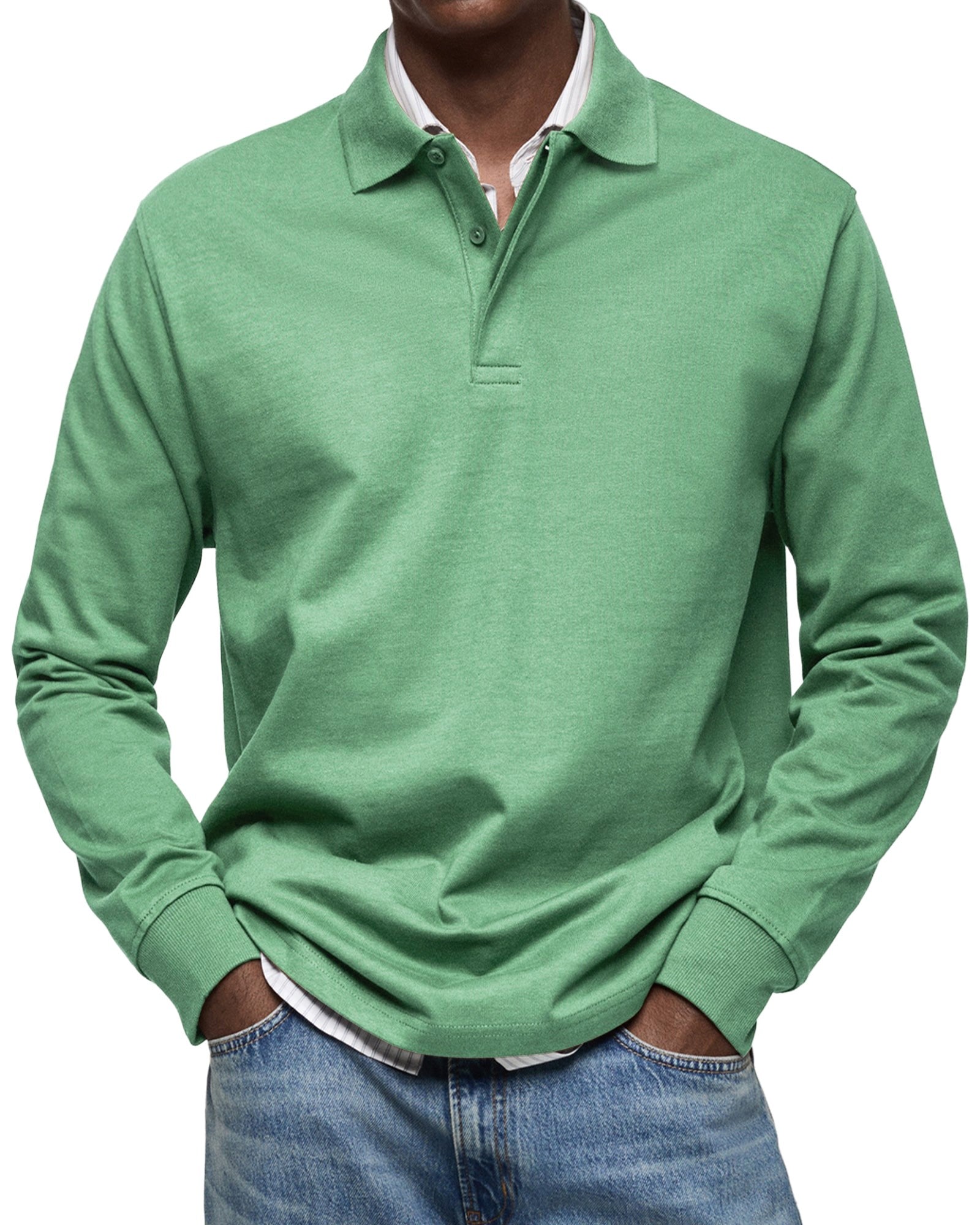 Percy | Men's Long-Sleeve Polo Shirt, Tailored Smart Polo | Animated Apparel