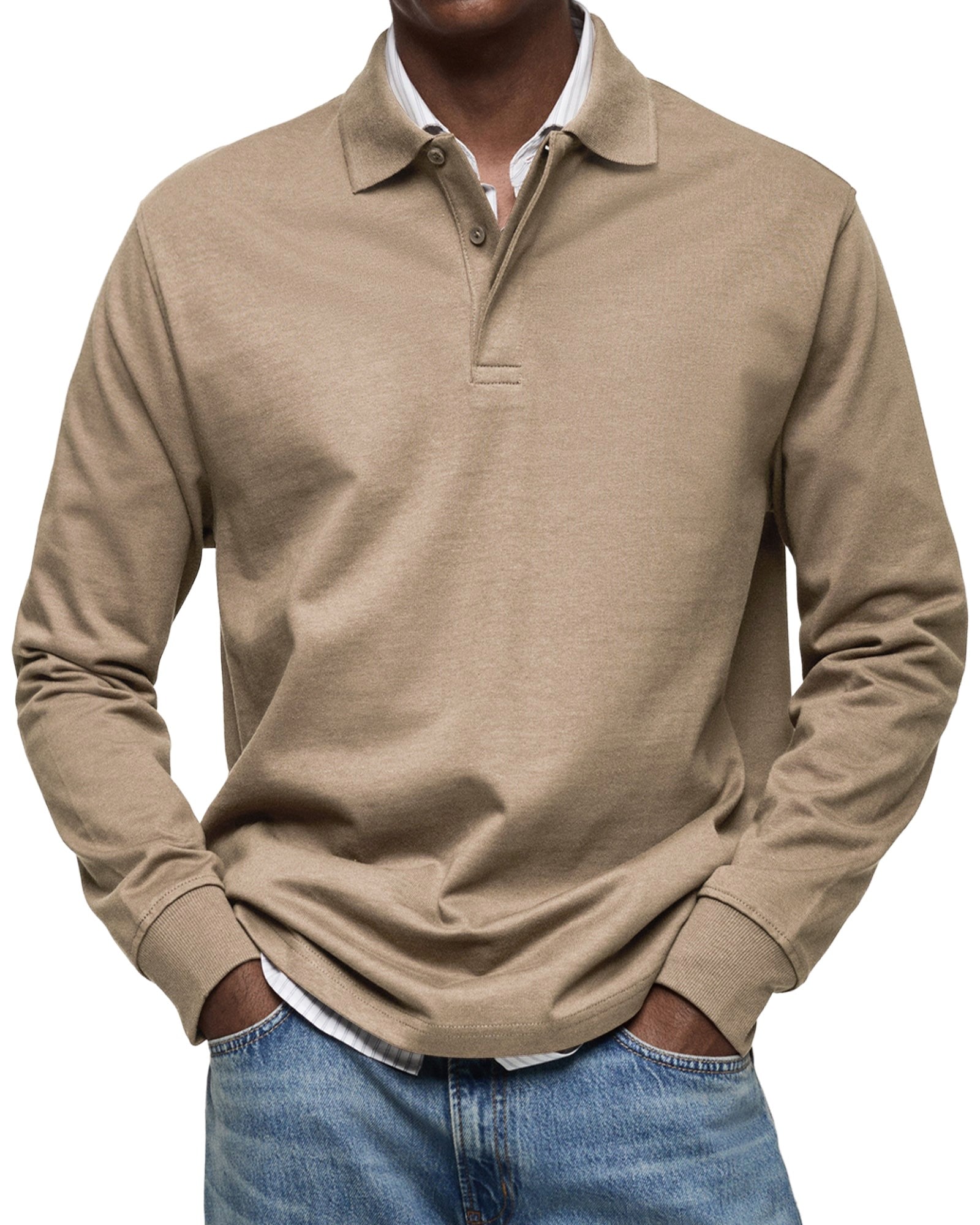 Percy | Men's Long-Sleeve Polo Shirt, Tailored Smart Polo | Animated Apparel