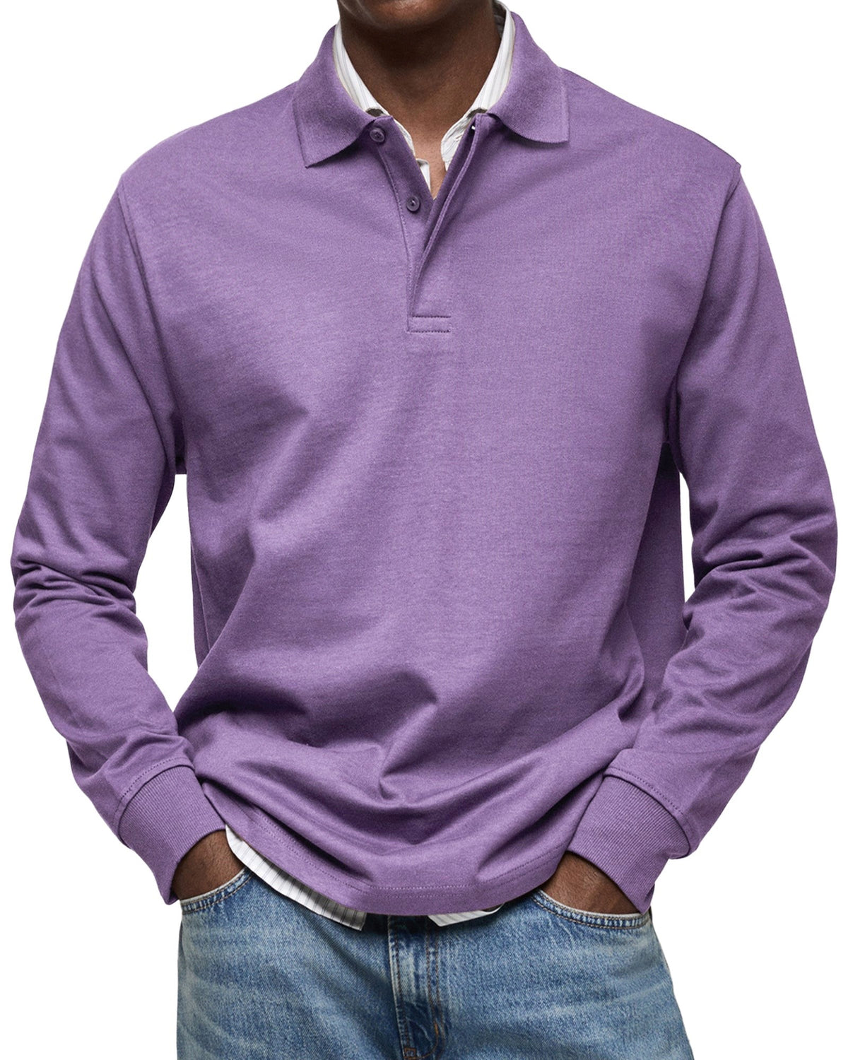Percy | Men's Long-Sleeve Polo Shirt, Tailored Smart Polo | Animated Apparel