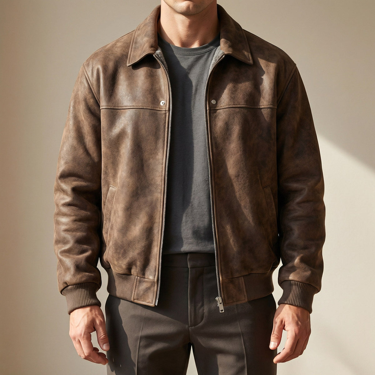 Peter | Men's Lambskin Leather Jacket, Tailored Smart Jacket | Animated Apparel