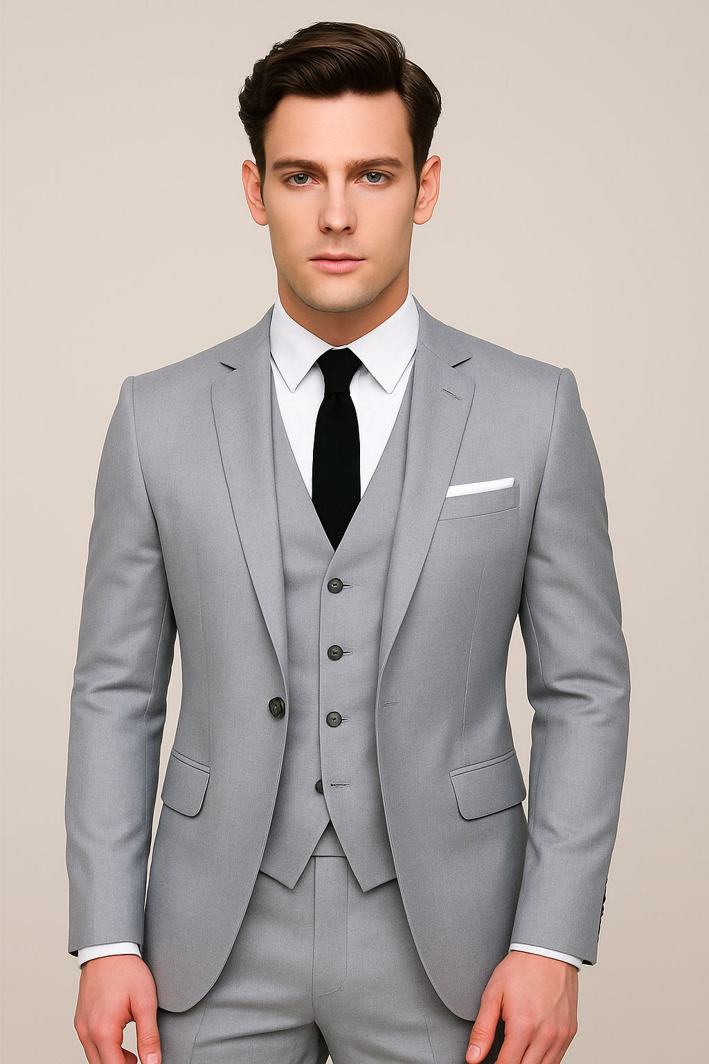 Lincoln | Men's Slim-Fit Three-Piece Suit, Tailored Trouser Suit | Animated Apparel