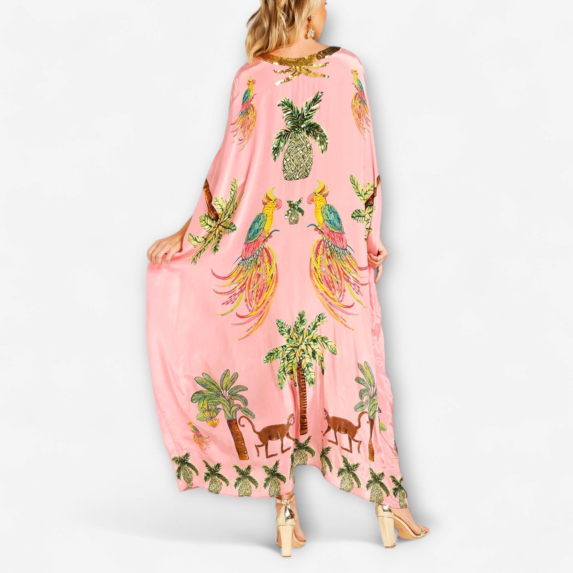 Peyton | Women's Asymmetrical Shoulder Tropical Print Dress - image 6