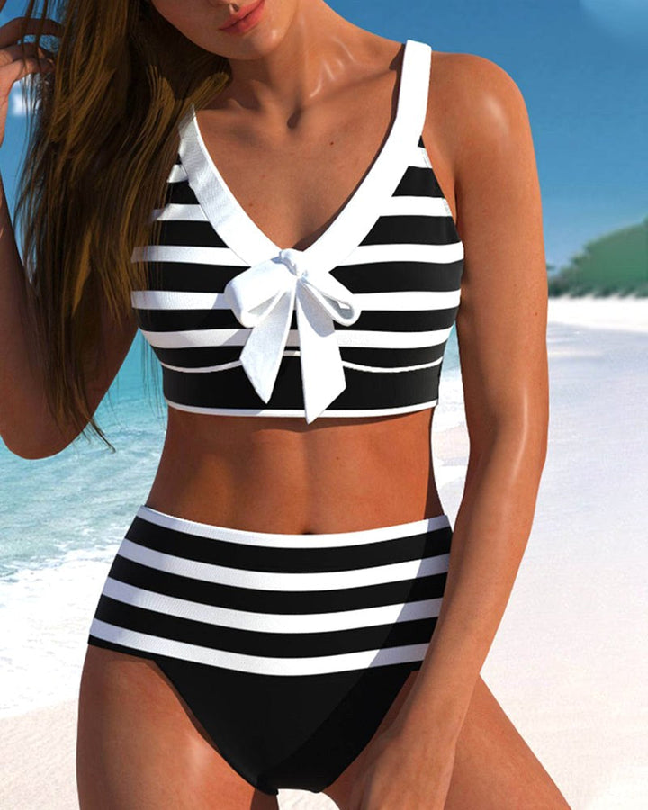 Peyton | Women's High-Waist Striped Bikini - image 1