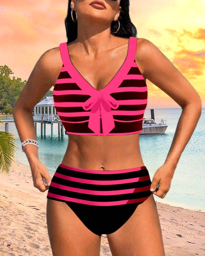 Peyton | Women's High-Waist Striped Bikini - image 11