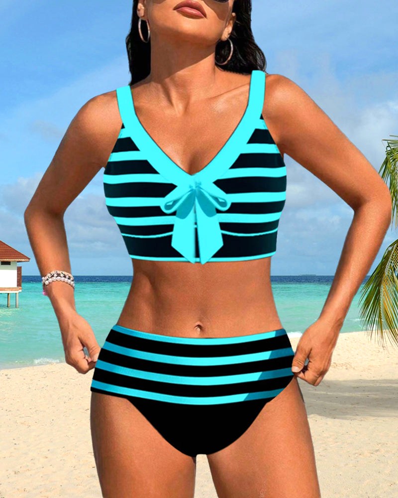 Peyton | Women's High-Waist Striped Bikini - image 16