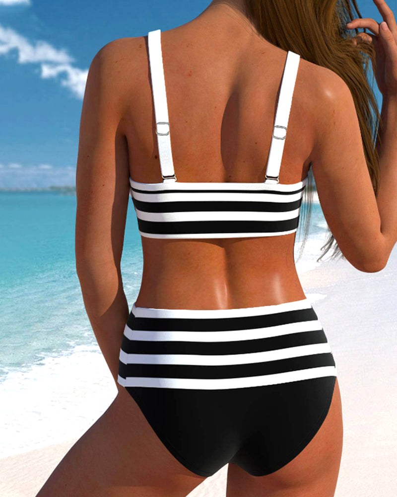 Peyton | Women's High-Waist Striped Bikini - image 2