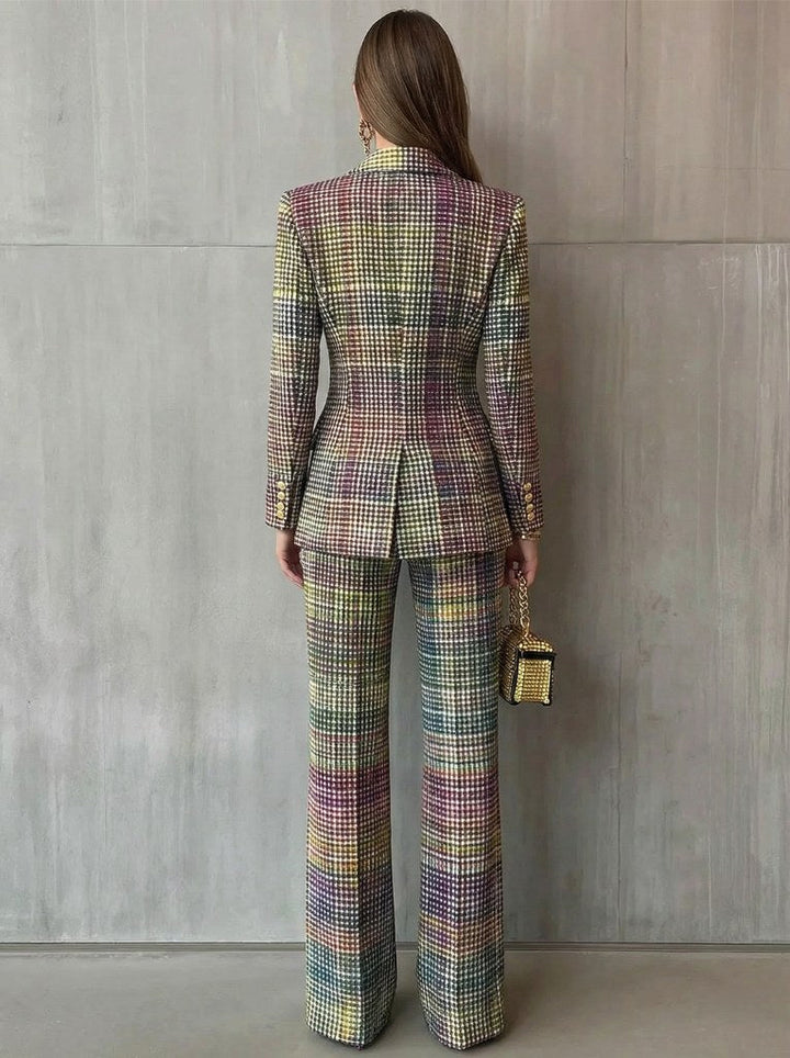 Peyton | Women's Multicolor Plaid Double-Breasted Two-Piece Set - image 3