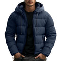 Philip | Men's Hooded Quilted Puffer Jacket, Padded Autumn Coat | Animated Apparel | Navy Blue