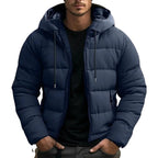 Philip | Men's Hooded Quilted Puffer Jacket, Padded Autumn Coat | Animated Apparel | Navy Blue