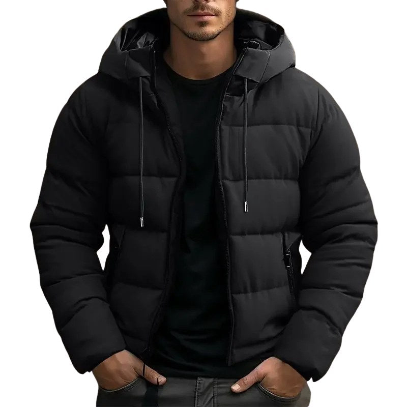 Philip | Men's Hooded Quilted Puffer Jacket, Padded Autumn Coat | Animated Apparel | Black