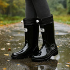 Phoebe | Women's Waterproof Rubber Boots, Adjustable Lace Rain Boots | Animated Apparel