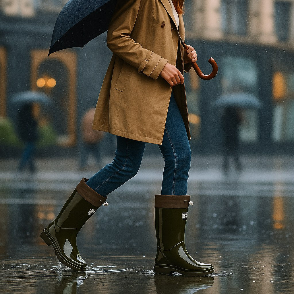 Phoebe | Women's Waterproof Rubber Boots, Adjustable Lace Rain Boots | Animated Apparel