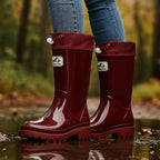 Phoebe | Women's Waterproof Rubber Boots, Adjustable Lace Rain Boots | Animated Apparel