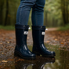 Phoebe | Women's Waterproof Rubber Boots, Adjustable Lace Rain Boots | Animated Apparel
