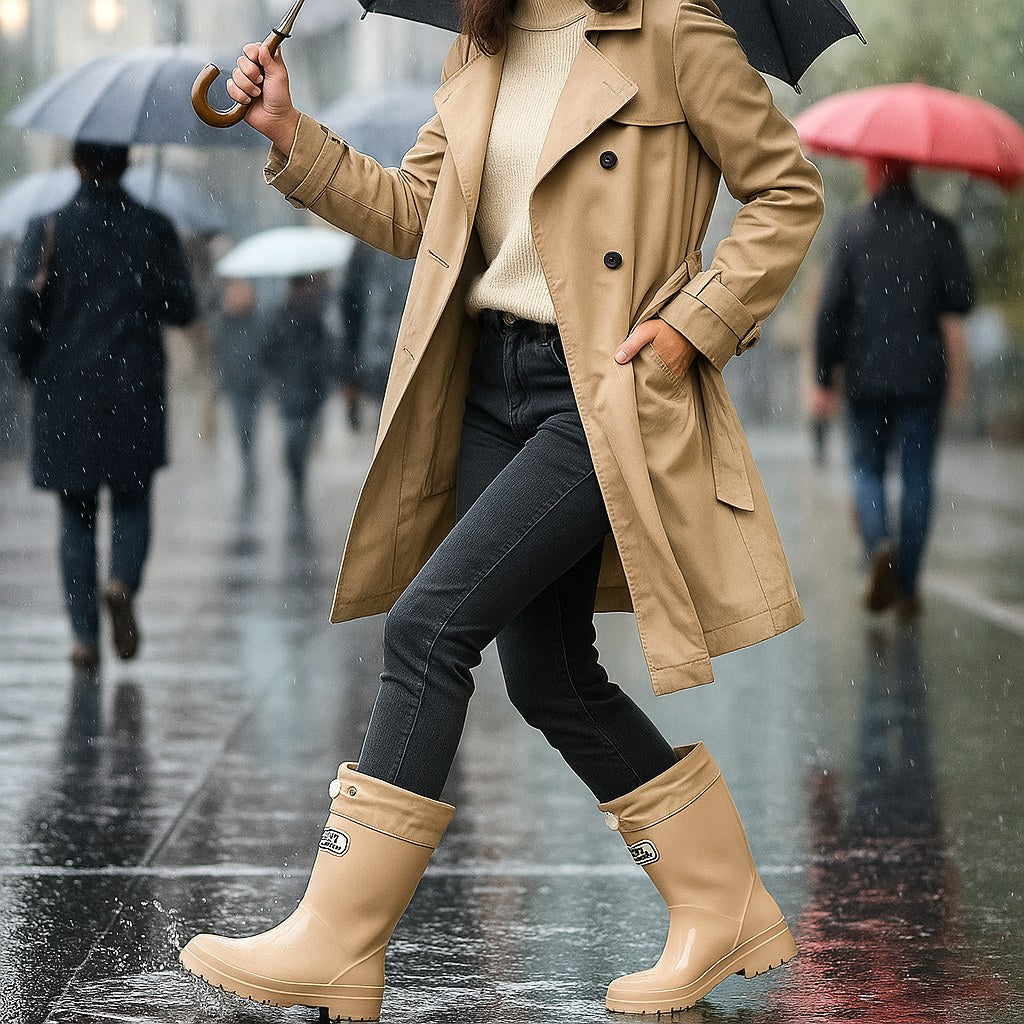 Phoebe | Women's Waterproof Rubber Boots, Adjustable Lace Rain Boots | Animated Apparel