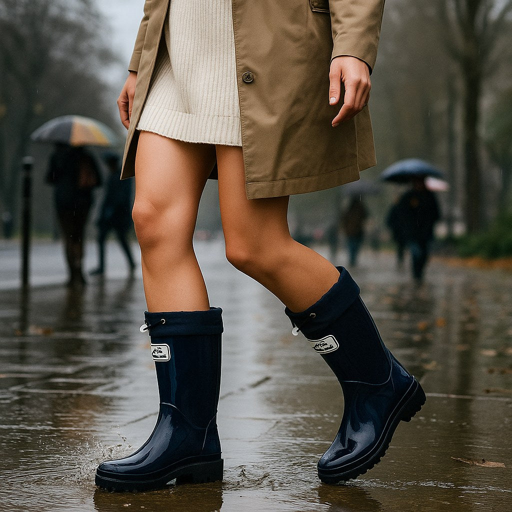 Phoebe | Women's Waterproof Rubber Boots, Adjustable Lace Rain Boots | Animated Apparel