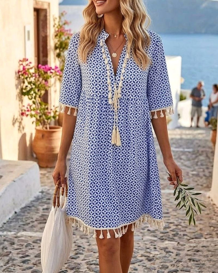 Piper | Women's Boho Geometric Print Mini Tunic Dress - image 1