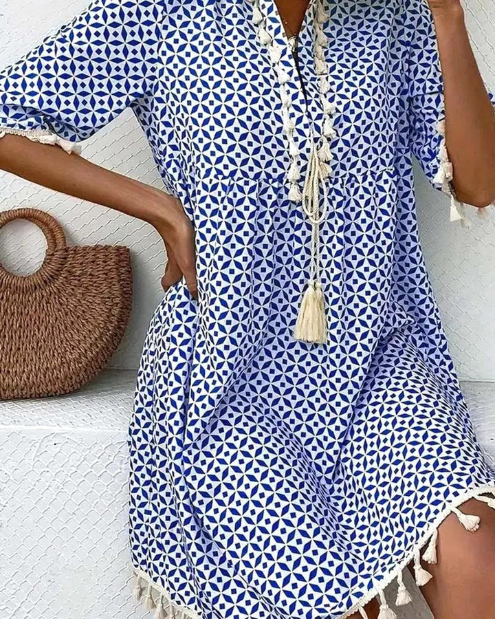 Piper | Women's Boho Geometric Print Mini Tunic Dress - image 3