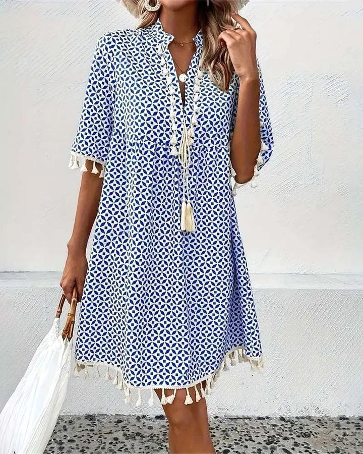 Piper | Women's Boho Geometric Print Mini Tunic Dress - image 4